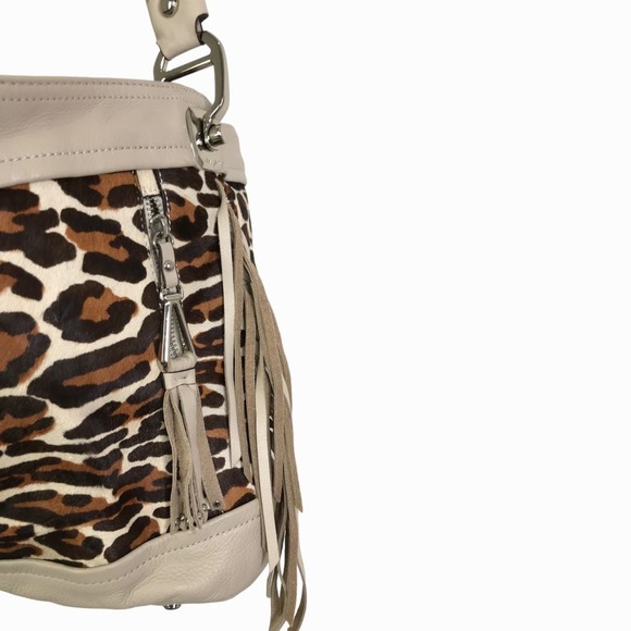 B Makowsky Women's Handbag Purse‎ Tote Bag Boho Cream Brown Tan Leather Fringe M - Picture 5 of 8